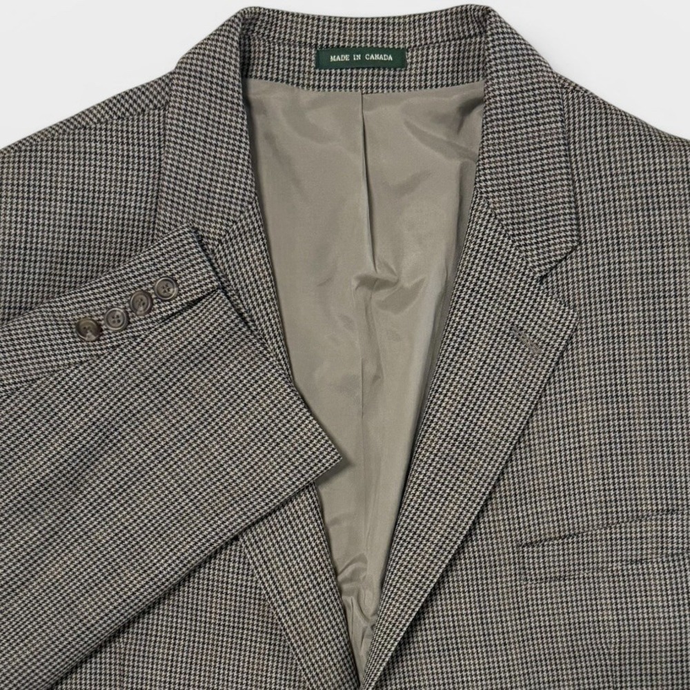 Lauren Ralph Lauren Mens 52R Wool Blazer Houndstooth Brown Sport Coat VTG